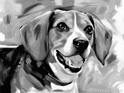 BEAGLE dog pet portrait original painting CANVAS Fine Art GICLEE PRINT 