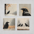 Raven Wall Art - Set of 4 Winter Nature Prints | Gothic Dark Academia Decor