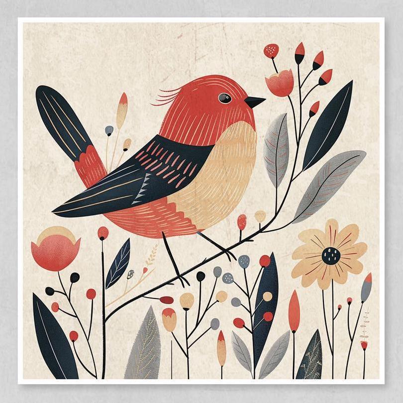 Boho Bird Wall Art – Colorful Bird Art Prints | Modern Bohemian Floral Decor