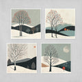winter wall art, minimalist art, Scandinavian decor, modern decor, winter landscape, tree art, woodland art, forest art, wall art set, printable art, winter, minimalist, Scandinavian, modern, landscape, tree, woodland, forest, wall art, set of 4