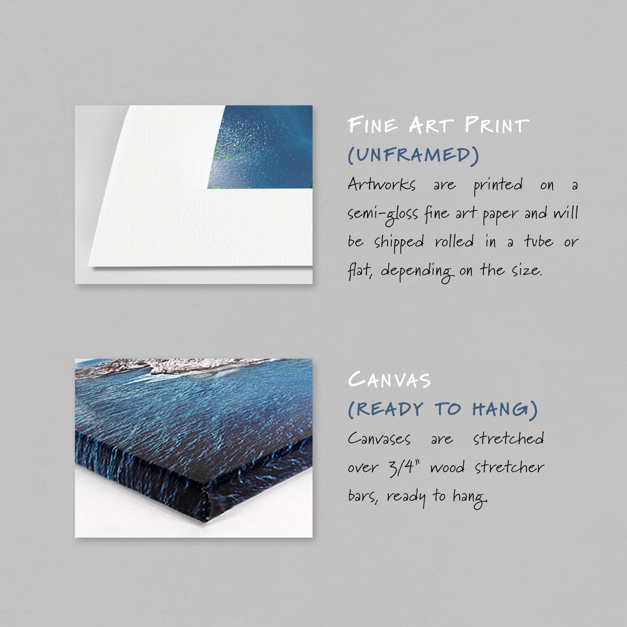 a brochure with a picture of a blue and white painting